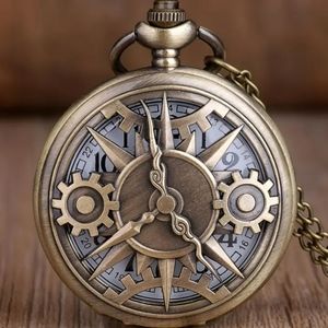 New Steampunk gears quartz pocket watch
